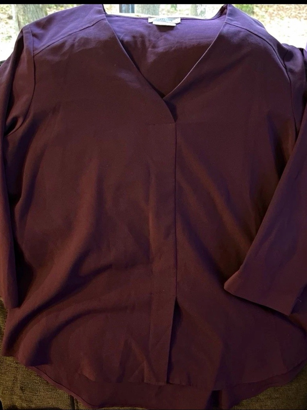 Van Heusen Plum V-Neck Long Sleeve Blouse